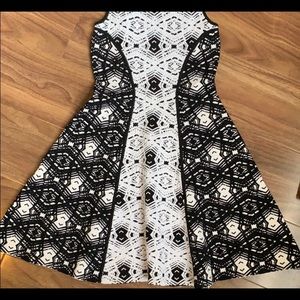 Parker black and white stretch knit dress